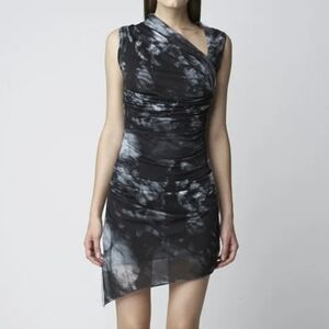 HELMUT LANG NWT 2010 Ruched Skull Print Bodycon Dress; Labeled L; Fit XS/S